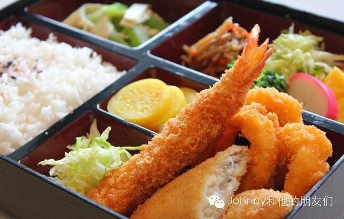 Japanbargain, Red And Black Japanese Traditional Plastic Lacquered Lunch Bento Box 6 Compartments For Restaurant Or Home Tray An